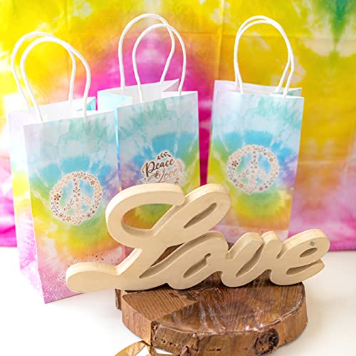 Joyful Toys Tie Dye Party Bags Pack of 16 - Goodie Gift Bags with Handle for Candy Favors & Treats | Ideal for 70s Pastel Tie Dye Hippie Party Decorations & Party Supplies