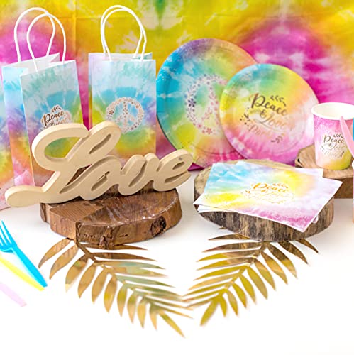 Joyful Toys Tie Dye Party Bags Pack of 16 - Goodie Gift Bags with Handle for Candy Favors & Treats | Ideal for 70s Pastel Tie Dye Hippie Party Decorations & Party Supplies