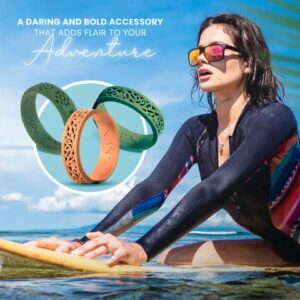 KAUAI Silicone Rings for Women - Pretty Rubber Rings Perfect as Promise Ring, Engagement Ring or Men & Womens Wedding Band - Stackable, Breathable, Lightweight, Soft, & Thin Comfort Women’s Silicone Wedding Bands (Timeless Elegance Series)