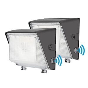 xbuyee (2 pack) 80w led wall pack with dusk-to-dawn photocell, security outdoor wall lights wall mounted led light fixture, 120lm/w 5000k 100-277v ip65 power tunable (40w/60w/80w)