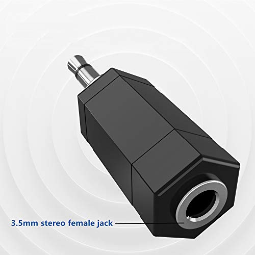 3.5mm Mono to Stereo Adapter, 2 Pack 3.5mm 1/8" Mono Male Plug to 3.5mm 1/8" TRS Stereo Female Jack for Radio, Headphone