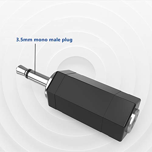 3.5mm Mono to Stereo Adapter, 2 Pack 3.5mm 1/8" Mono Male Plug to 3.5mm 1/8" TRS Stereo Female Jack for Radio, Headphone