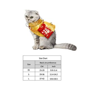 BESUFY Autumn Winter Kitten Cloak New Year Style Acrylic Tang Suit Pet Warm Clothes,New Year Christmas Cotton Vest for Medium Large Dogs Chinese Tang Style Yellow XS