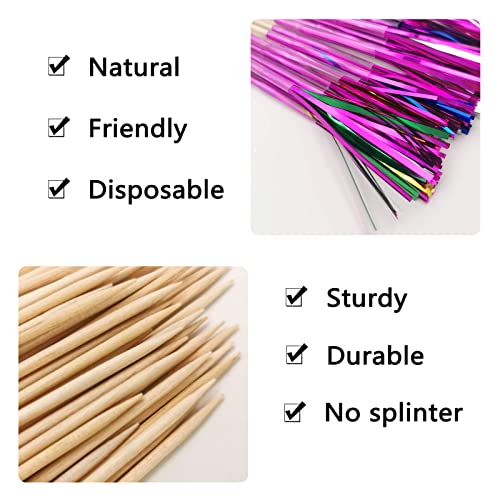 BLUE TOP Cocktail Picks Wood Foil Firework Cake Picks 9 Inch 100 PCS,Cupcake Toppers for Cakes Decoration,Party Suppliers,July 4th,Halloween Decoration,Thanksgiving Day