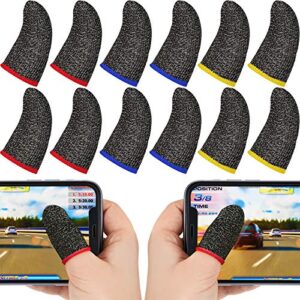 30 pieces finger sleeves for gaming mobile game controllers finger thumb sleeves set, anti-sweat breathable seamless touchscreen finger covers silver fiber for phone games pubg