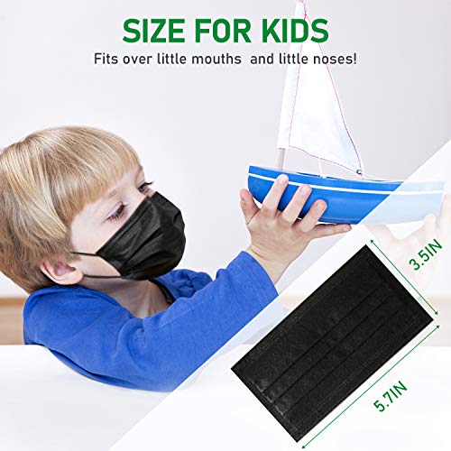 TomrickCare Black Kids Disposable Face Mask 50 PCS,Individually Wrapped