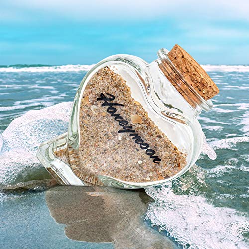 Honeymoon Sand Keepsake Jar - Honeymoon Gifts for Newlyweds Couple,Wedding,Engagement Vacation Travel - Wedding Gifts for Couple with Unique Romantic (HEART SHAPED JAR)