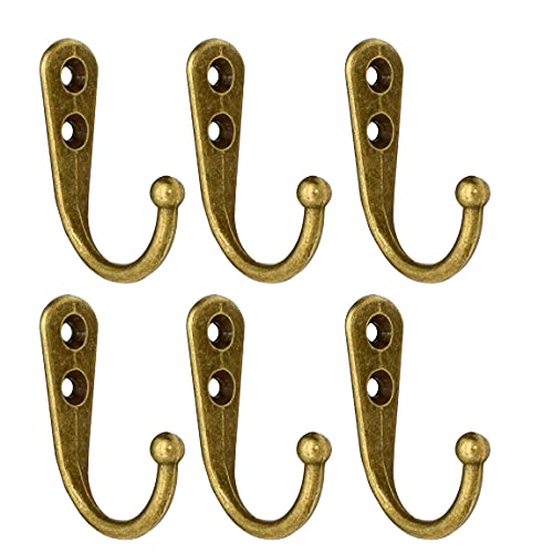 Alele Single Prong Hook Hanger,Robe Towel Hooks,Zinc Die Cast, Set of 6 (Single Prong Hook 6p)