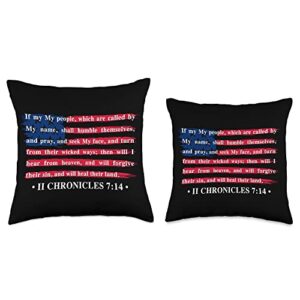 Scripture Bible Verse Designs 2nd Chronicles 7:14, American Flag, If My People Throw Pillow, 16x16, Multicolor