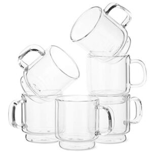 btat- small stackable espresso cups, demitasse cups, set of 6 (2.0 oz, 60 ml), glass coffee mugs, double wall glass cups, clear coffee cup, tea glass, espresso glass, mother's day gift