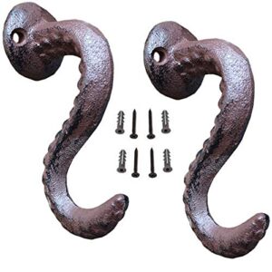 Octopus Tentacle Wall Hook 2 Pack for Octopus Bathroom Decor Lovers, Fans of Ocean Wall Decor, Nautical Bathroom Accessories, Octopus Wall Decor Bathroom Nautical Wall Hooks, Steampunk Decor