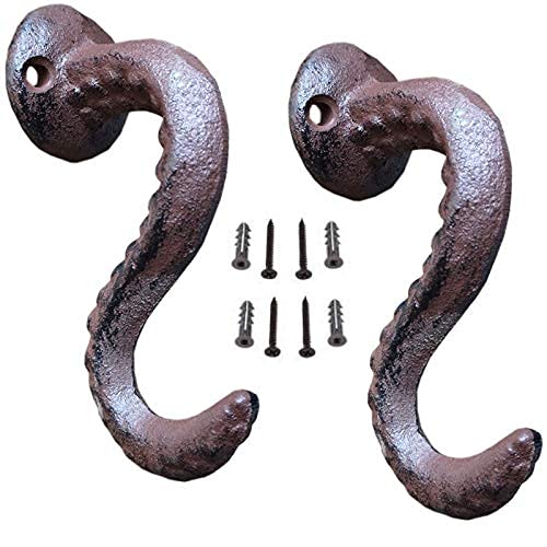 Octopus Tentacle Wall Hook 2 Pack for Octopus Bathroom Decor Lovers, Fans of Ocean Wall Decor, Nautical Bathroom Accessories, Octopus Wall Decor Bathroom Nautical Wall Hooks, Steampunk Decor