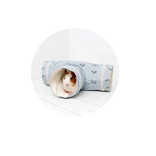 SUODAO Guinea Pig Small Animal Tunnel Playing Toys,Foldable for Hamster Squirrel Chinchilla Interactive Pet Exercising Hiding Cave Tube(Blue 3 Way)