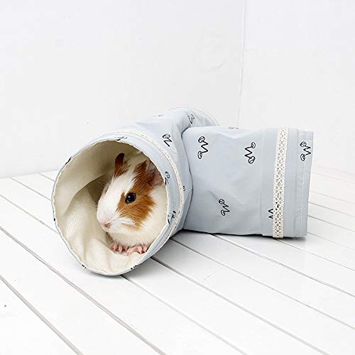 SUODAO Guinea Pig Small Animal Tunnel Playing Toys,Foldable for Hamster Squirrel Chinchilla Interactive Pet Exercising Hiding Cave Tube(Blue 3 Way)