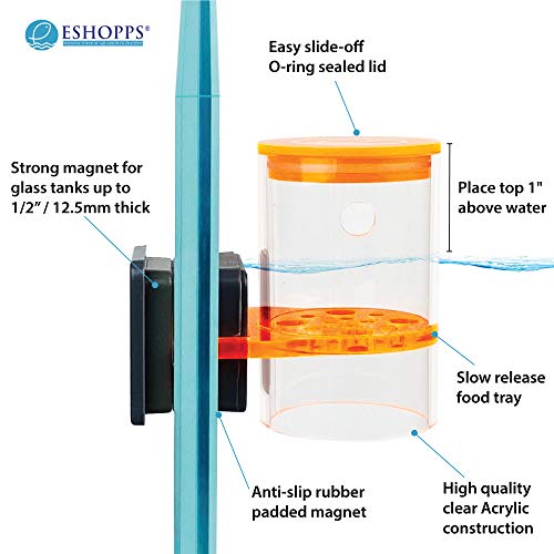 Eshopps EZ Feeder Aquarium Frozen Fish Food Dispenser with Strong Anti-Slip Magnet and Submersible Slow Release Feeding Chamber