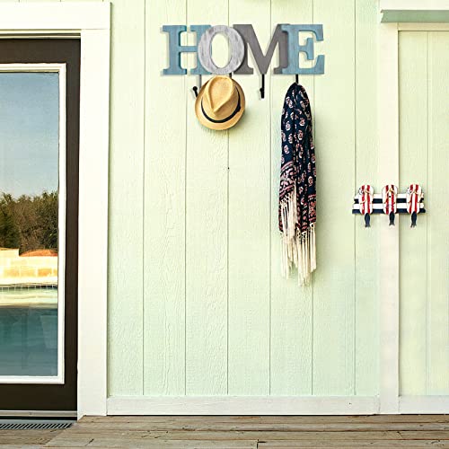 Morning View Wooden Home Sign Decor Aqua Hanging Block Letters Sign with Hook Rustic Decorative Wooden Letters for Wall Decor Cutout Letters Wooden Word Signs Home Signs (Home)