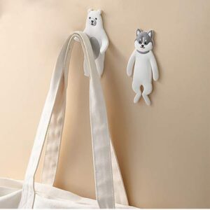 4 Pcs Animal Adhesive Hooks, Cute Decorative Wall Hooks, Reusable Waterproof Hooks for Bathroom Bedroom Nursery Kitchen,Versatile Hooks for Hanging Towel,Keys,Hat,Scarves,Bracelets,Purses (Bear+ Dog)