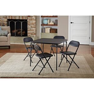 plastic development group, 5-piece card table set, chair seats with comfortable foam pad black