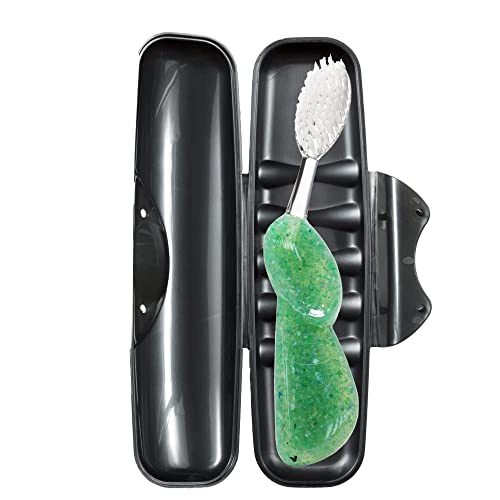 RADIUS Toothbrush Big Brush with Replaceable Brush Head BPA Free ADA Accepted - Right Hand - Soda Pop Brush with Black Case