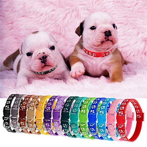 Ameolela Puppy ID Collars Identification Whelping Soft Nylon Adjustable Breakaway Safety Litter Collars for Newborn Pets and Small Dog 14 pcs/Set