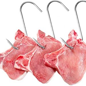 S Hooks for Hanging Meat, 20PS 5" Stainless Steel Sharp Prong S-Hooks Heavy Duty S Shaped Butcher Processing Hanger for BBQ Pork Sausage Bacon Hams Chicken Duck Turkey Poultry Smoker Curing Roast