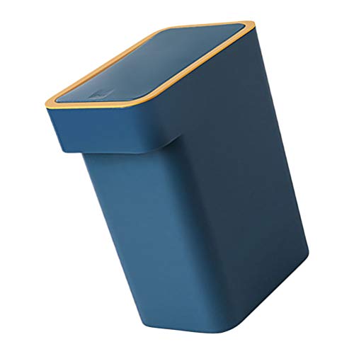 Cabilock Slim Trash Can Plastic Wastebasket with Press Type Lid Garbage Container Bin for Bathroom Powder Room Bedroom Kitchen Office