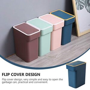 Cabilock Slim Trash Can Plastic Wastebasket with Press Type Lid Garbage Container Bin for Bathroom Powder Room Bedroom Kitchen Office