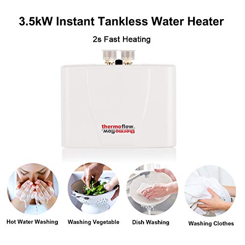 Thermoflow 110V~120V Mini Tankless Water Heater Electric Point of Use On Demand Instant Hot Water Heater for Sinks Wall Mounted, CSA Certified 3.5kW Hard Wired
