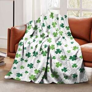 newhomestyle shamrock st patricks day throw blanket soft warm cozy lightweight decorative blanket for couch, bed, sofa, travel 40x50 inch