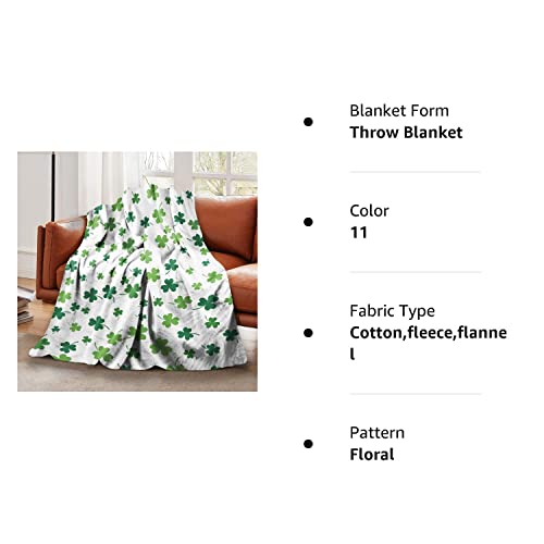 Newhomestyle Shamrock St Patricks Day Throw Blanket Soft Warm Cozy Lightweight Decorative Blanket for Couch, Bed, Sofa, Travel 40x50 inch