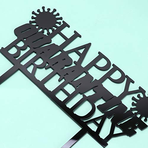 Amosfun Delicate Birthday Cake Decorations Acrylic Quarantined Cake Toppers Cake Picks Creative Dessert Fruit Insert Party Cake Favor (Black) for Party Cake Decortion
