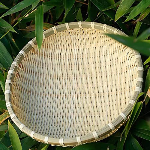 Cedilis 3 Pack Bamboo Basket Tray, Wicker Bread Basket, 100% Natural Handmade Woven Fruit Basket, U Shape Holder Flat Shallow Vegetables Serving Basket, Stackable, 10Inch, 11Inch, 12Inch