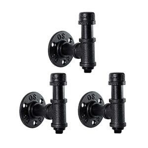 home tzh bathroom towel hooks for hanging 3 pack vintage industrial pipe towel holder black wall mounted heavy duty hook decorative for farmhouse bathroom kitchen(3, black)