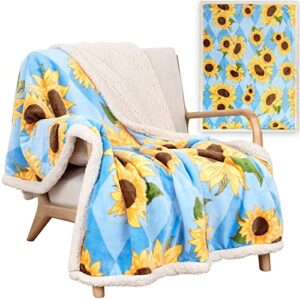 sunflower blanket - 50x60 inch lightweight and luxuriously ultra soft bright and cheerful sunflower throw blanket - beautiful sunflower decor for bedroom or living room