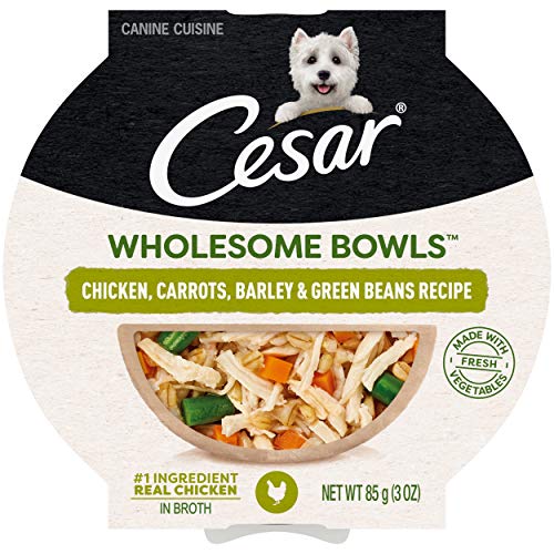 CESAR WHOLESOME BOWLS Adult Soft Wet Dog Food Chicken, Carrots, Barley & Green Beans Recipe, (10) 3 oz. Bowls