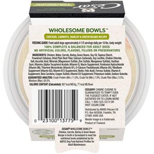 CESAR WHOLESOME BOWLS Adult Soft Wet Dog Food Chicken, Carrots, Barley & Green Beans Recipe, (10) 3 oz. Bowls