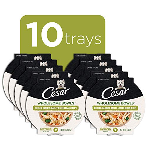 CESAR WHOLESOME BOWLS Adult Soft Wet Dog Food Chicken, Carrots, Barley & Green Beans Recipe, (10) 3 oz. Bowls