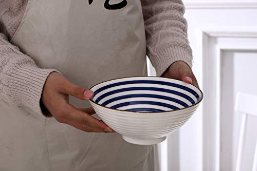 Porcelain Bowls Set of 4, Ceramic Salad Bowl, Large Serving Bowl for Desserts, Ramen, Pho, Noodles, 35 Ounce,8-inch Pho, Noodles, Asian dishes, Set of 4