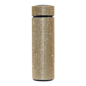 jhjhg 500ml bling rhinestone thermos bottle,stainless steel thermos cup,diamond vacuum flask thermo water bottle,reusable stainless steel water bottle (gold b)