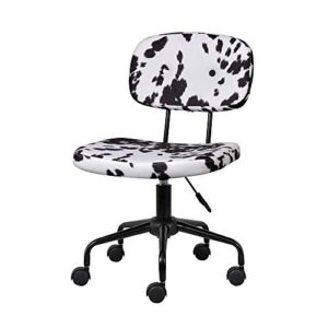 gia barnyard holstein cow pattern home office task chair without arms, metal, white and black