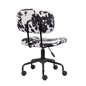 GIA Barnyard Holstein Cow Pattern Home Office Task Chair Without Arms, Metal, White and Black