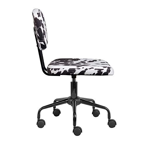 GIA Barnyard Holstein Cow Pattern Home Office Task Chair Without Arms, Metal, White and Black