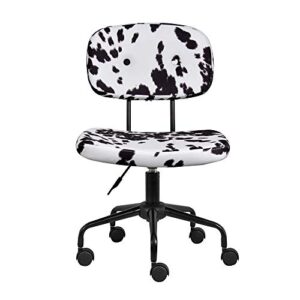 GIA Barnyard Holstein Cow Pattern Home Office Task Chair Without Arms, Metal, White and Black