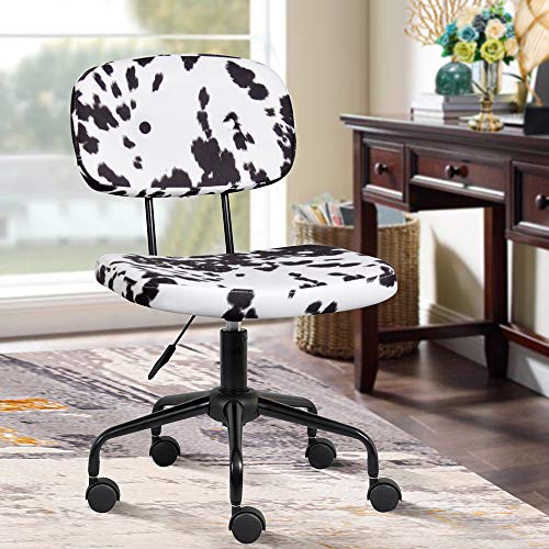 GIA Barnyard Holstein Cow Pattern Home Office Task Chair Without Arms, Metal, White and Black