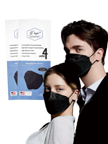 30 PCS Disposable 4 Ply 3D Black Masks Individually wrapped | G Hope | Made in Korea