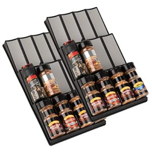 livorini spice drawer organizer | 3 tier kitchen spice rack organizer for drawer | non-skid storage tray [2 pack]