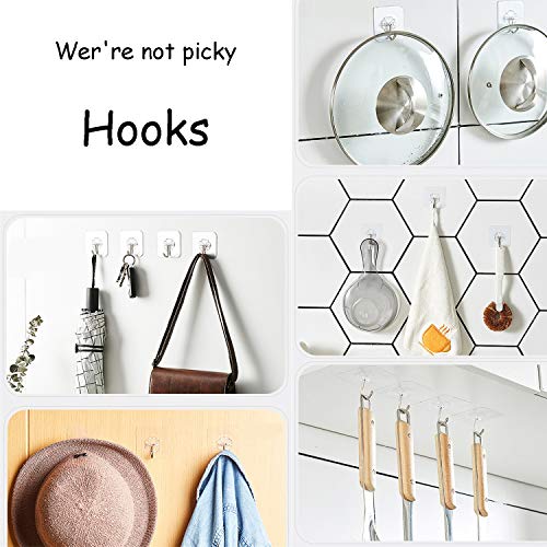 Adhesive Wall Hooks（22 lb MAX）Heavy Duty Wall Hangers Without Nails 180 Degree Rotating Seamless Scratch Hooks for Hanging Bathroom Kitchen Office Door Home Improvement Sticky Hooks - 12 Pack