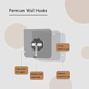 Adhesive Wall Hooks（22 lb MAX）Heavy Duty Wall Hangers Without Nails 180 Degree Rotating Seamless Scratch Hooks for Hanging Bathroom Kitchen Office Door Home Improvement Sticky Hooks - 12 Pack