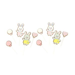 amosfun party cake decor cartoon rabbit balloon cake toppers lovely double layer cake toppers creative cake decorative plug cards for party kids day for party cake decortion