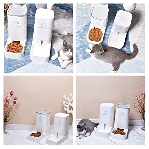 Automatic pet Feeder and Water Dispenser Set Cat and Dog Big Capacity Pet Bowl for Cats & Small,Medium, Large Dogs 1 Gallon Feeder and 3.7L Waterer (Waterer+Feeder White)